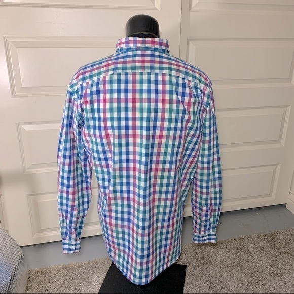 OLD Navy Plaid Casual Button Down Shirt Long Sleeve Men's XXL Cotton Blue White - Picture 9 of 12
